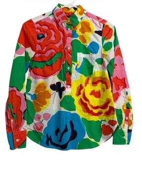 J.crew Poplin Classic Popover Art Shirt Size 00